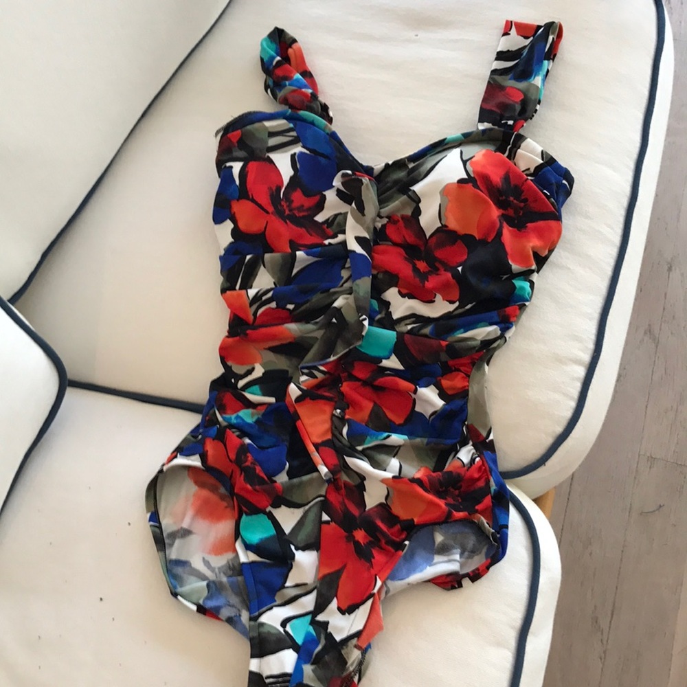 INC one piece flowered swimsuit